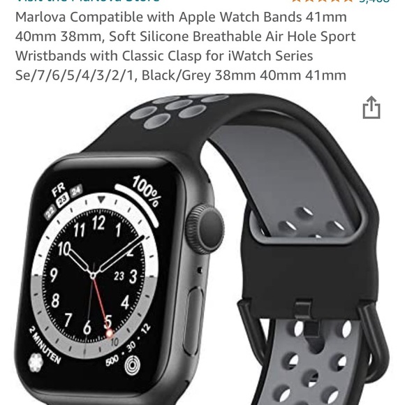 NIB Marlova black silicone Apple Watch band - Picture 2 of 5